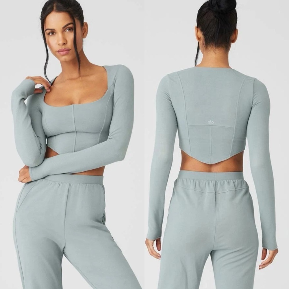 Alo Yoga Soft Sculpt Long Sleeve Top - Cosmic Grey XS